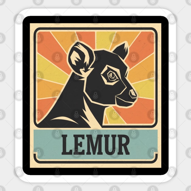 Lemur Illustration, Perfect for Animal Lovers Sticker by Pixel Threads 